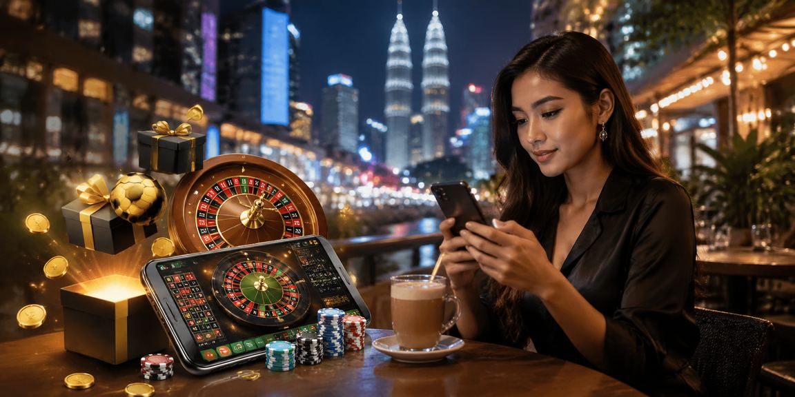 Permainan roulette dan sukan maya dalam talian srk250r dengan pemandangan malam Kuala Lumpur